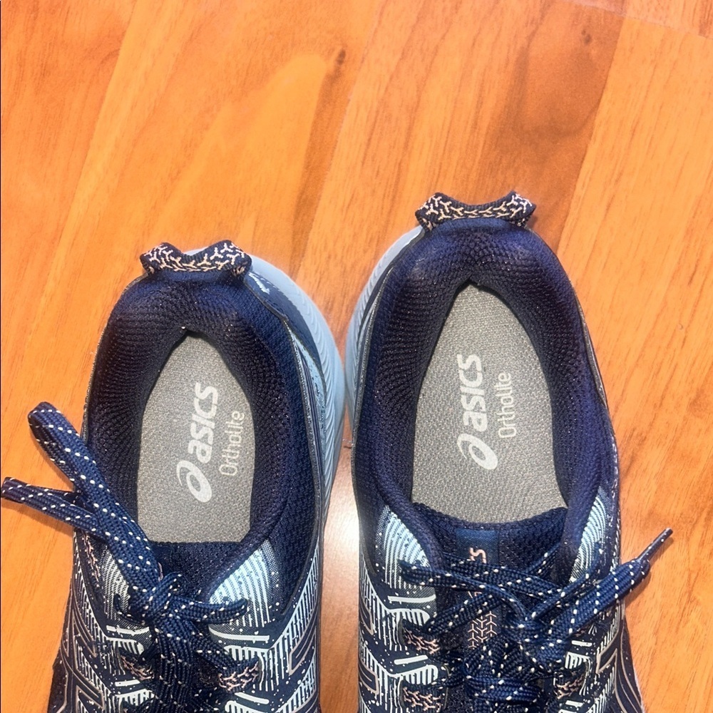 Asics Women's Navy Blue and White Sneakers - Picture 5 of 14